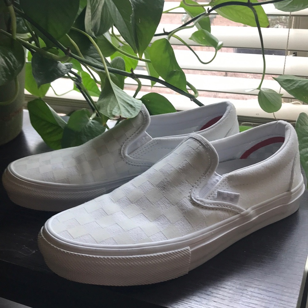 Vans white pop Cush slip on sneakers men’s size 6